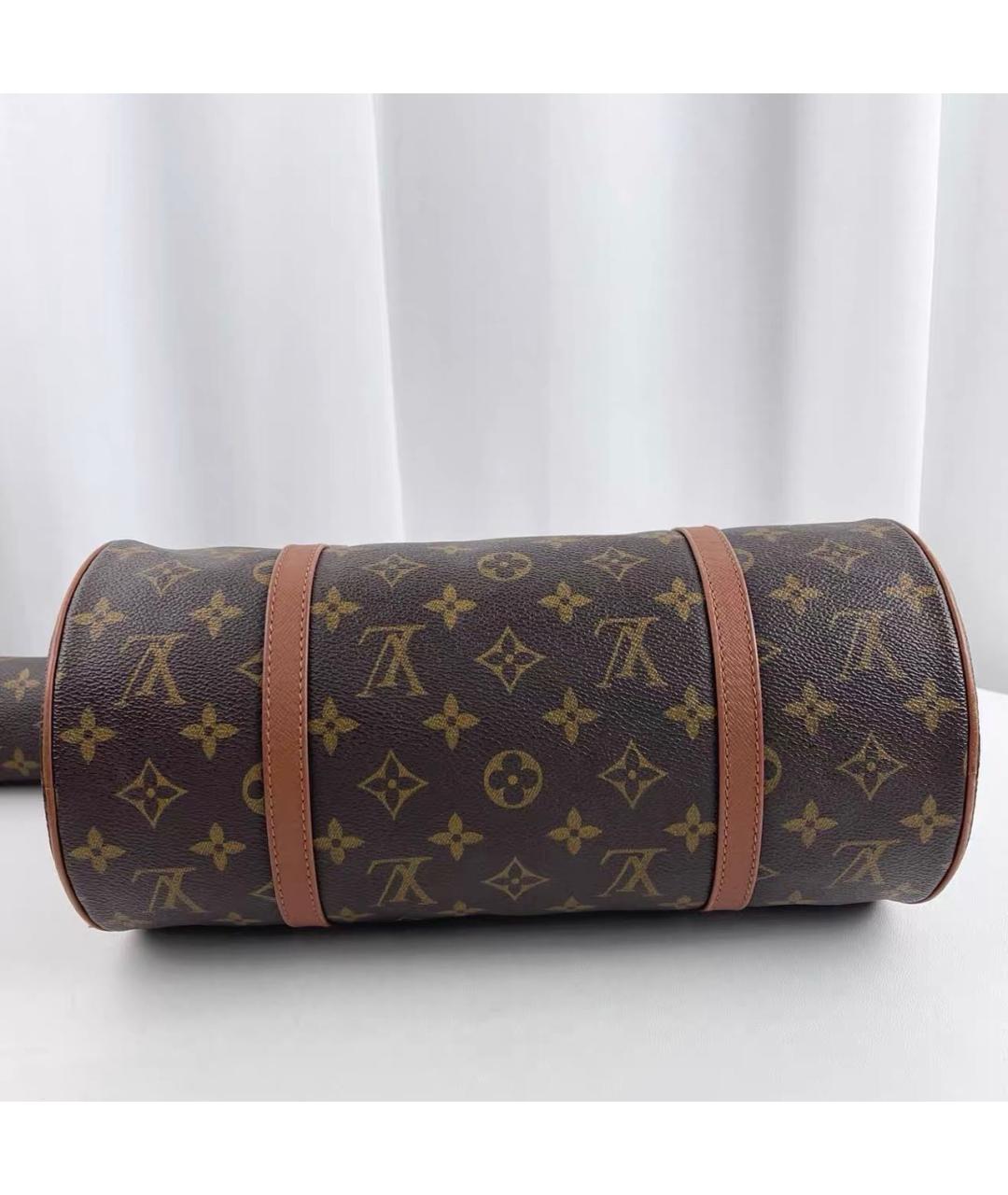 LOUIS VUITTON Коричневая кожаная сумка с короткими ручками, фото 3