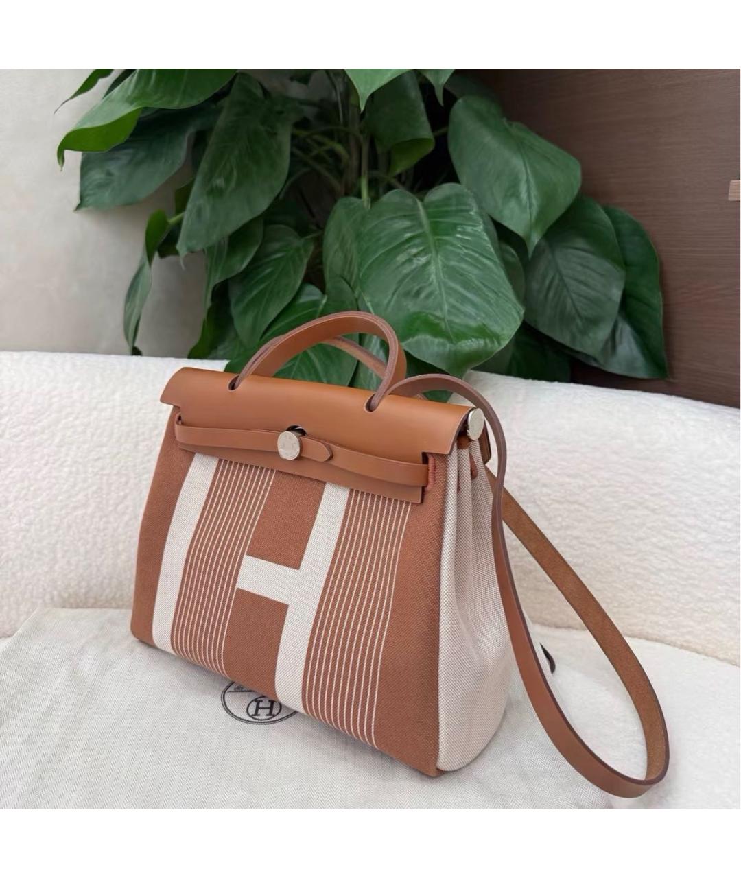HERMES Коричневая кожаная сумка тоут, фото 5
