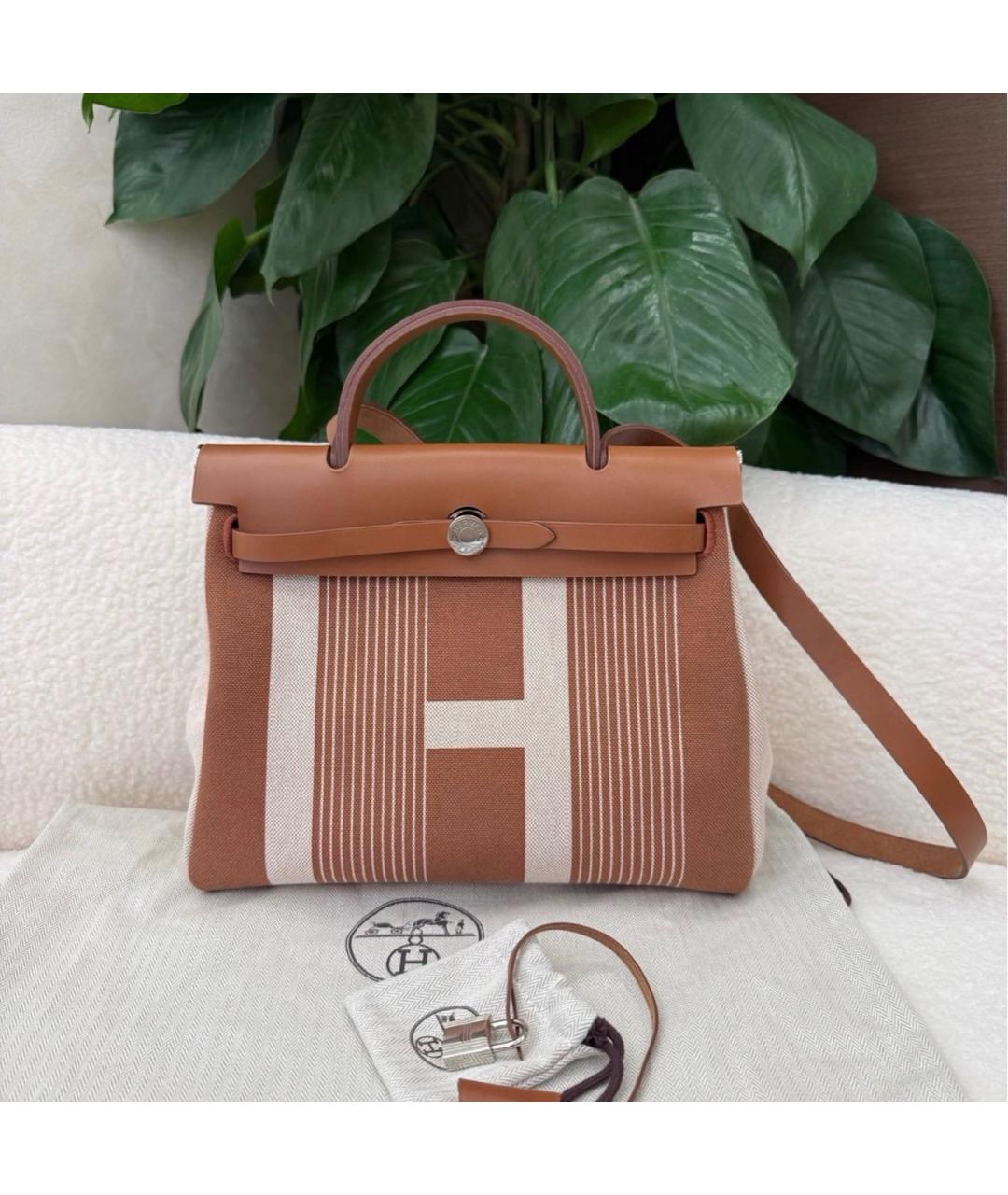 HERMES Коричневая кожаная сумка тоут, фото 6