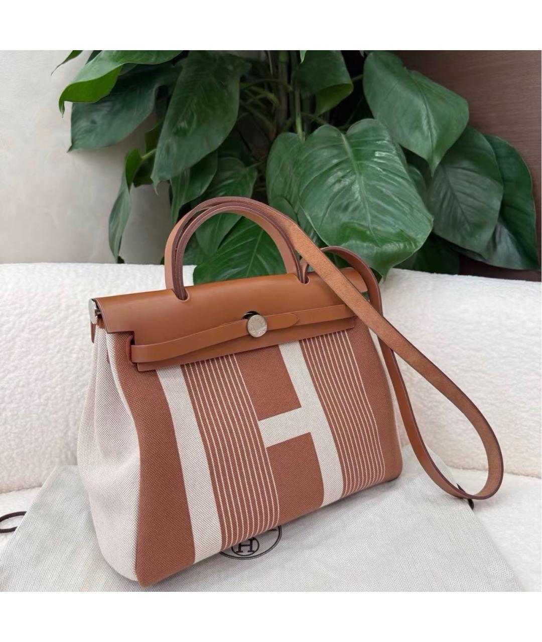 HERMES Коричневая кожаная сумка тоут, фото 4