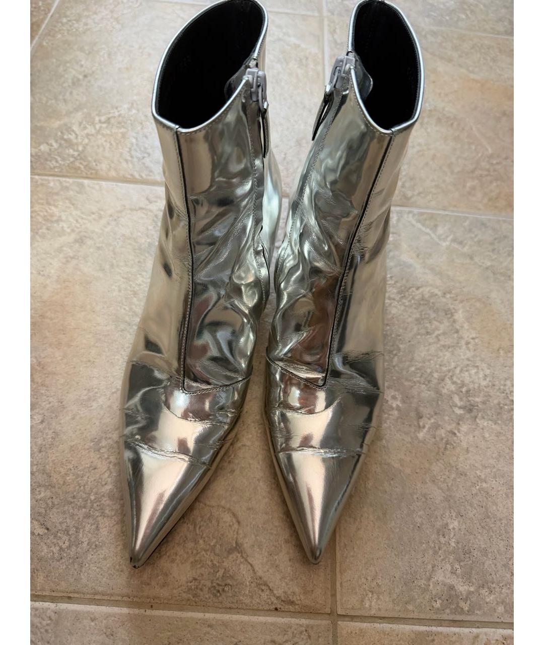BALENCIAGA Серебряные кожаные ботильоны, фото 2