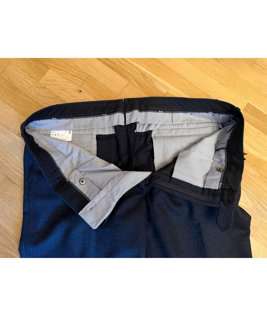 CORNELIANI Темно-синие шерстяные классические брюки, фото 6