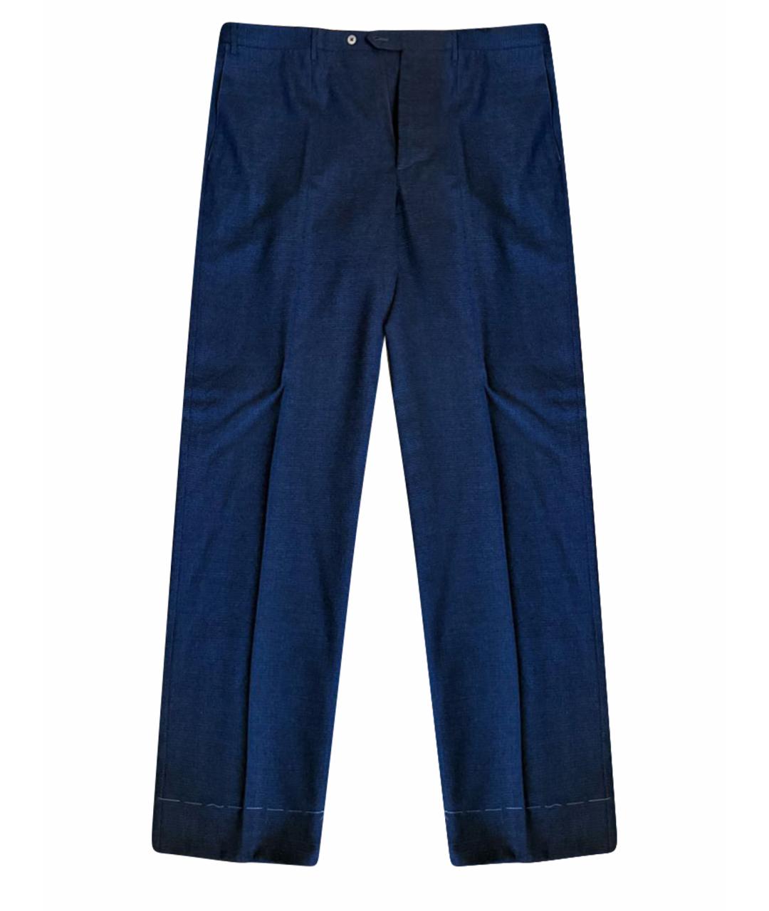 CORNELIANI Темно-синие шерстяные классические брюки, фото 1