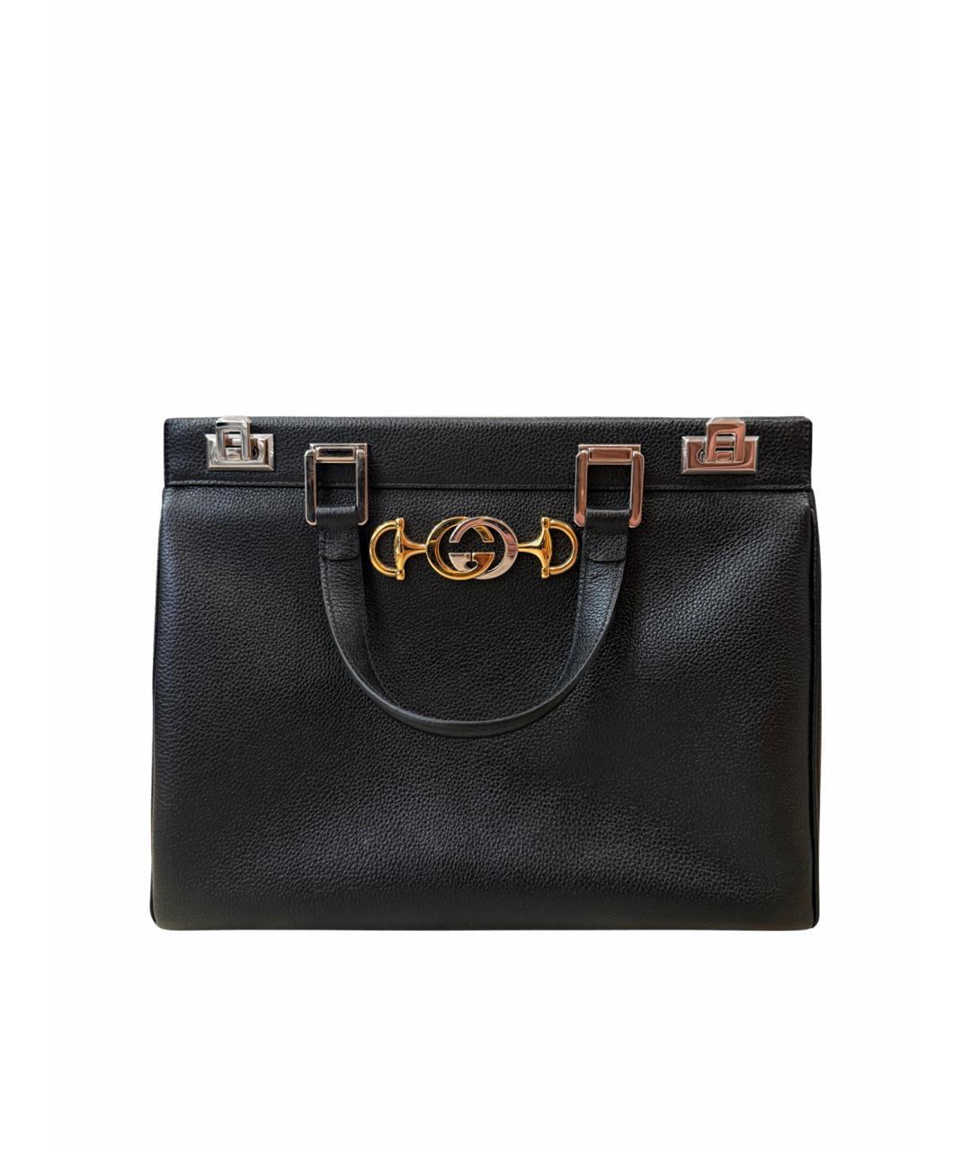 GUCCI Черная кожаная сумка с короткими ручками, фото 1