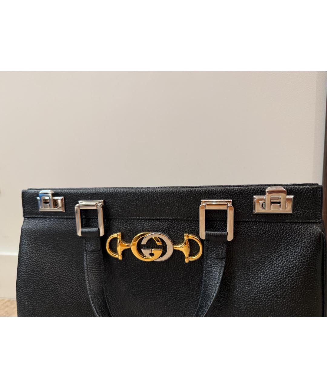 GUCCI Черная кожаная сумка с короткими ручками, фото 2