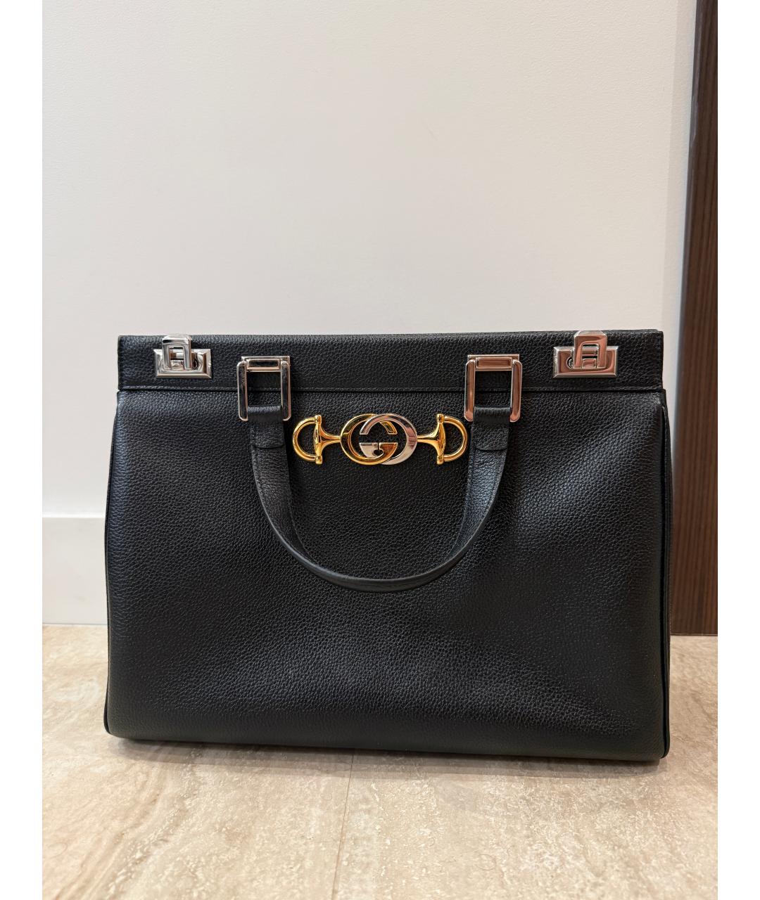 GUCCI Черная кожаная сумка с короткими ручками, фото 5