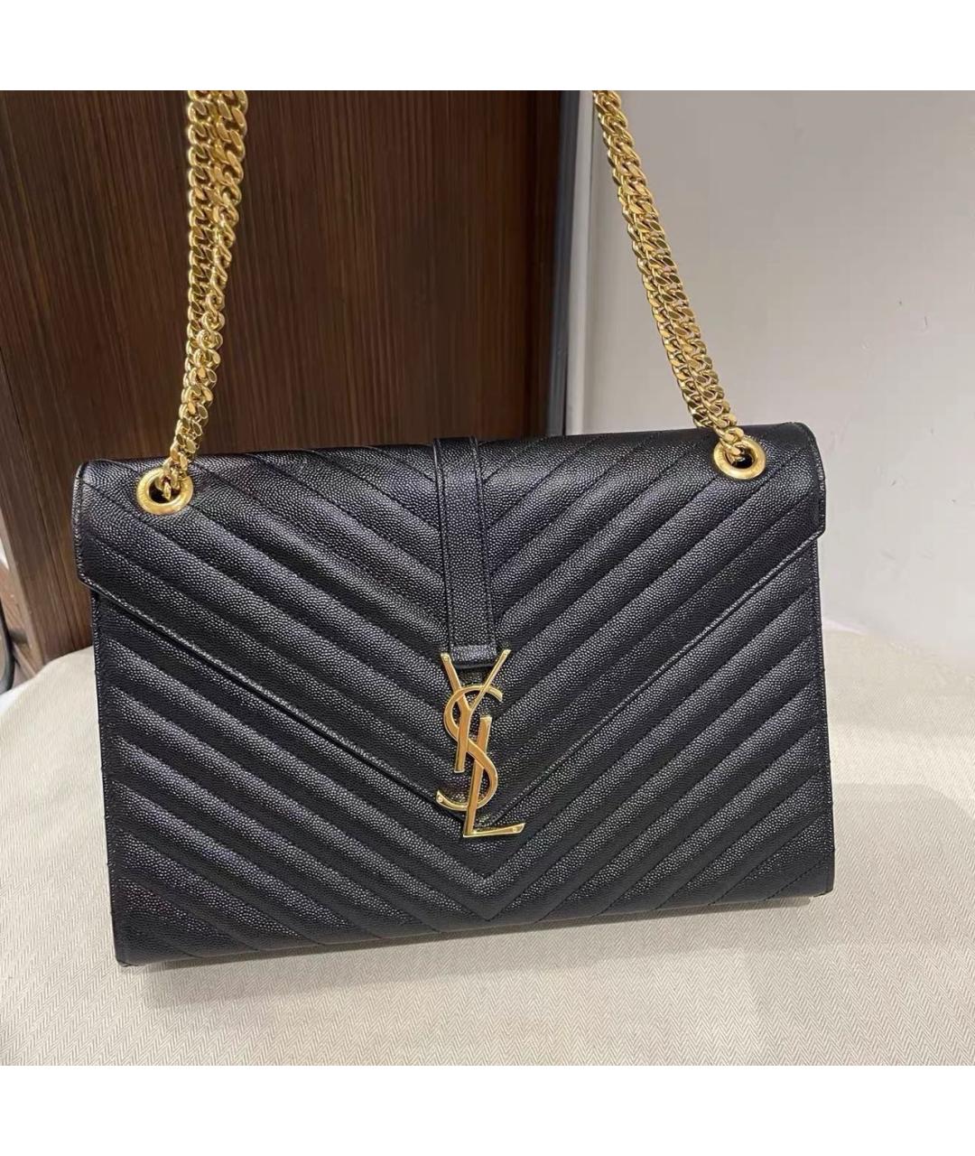 SAINT LAURENT Черная кожаная сумка через плечо, фото 2