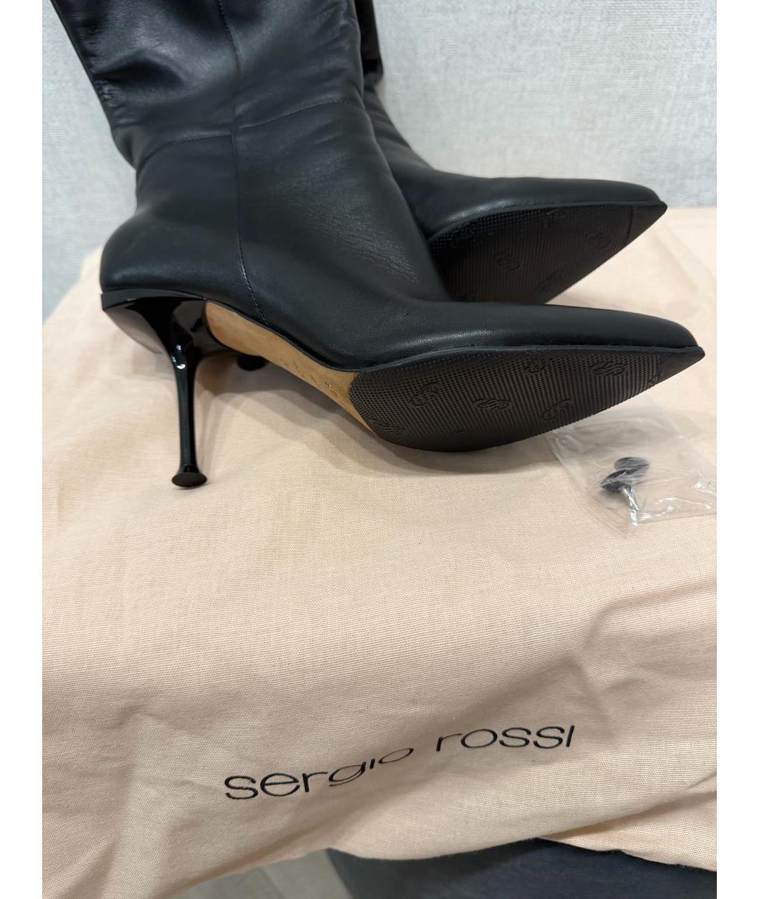 SERGIO ROSSI Черные кожаные сапоги, фото 5