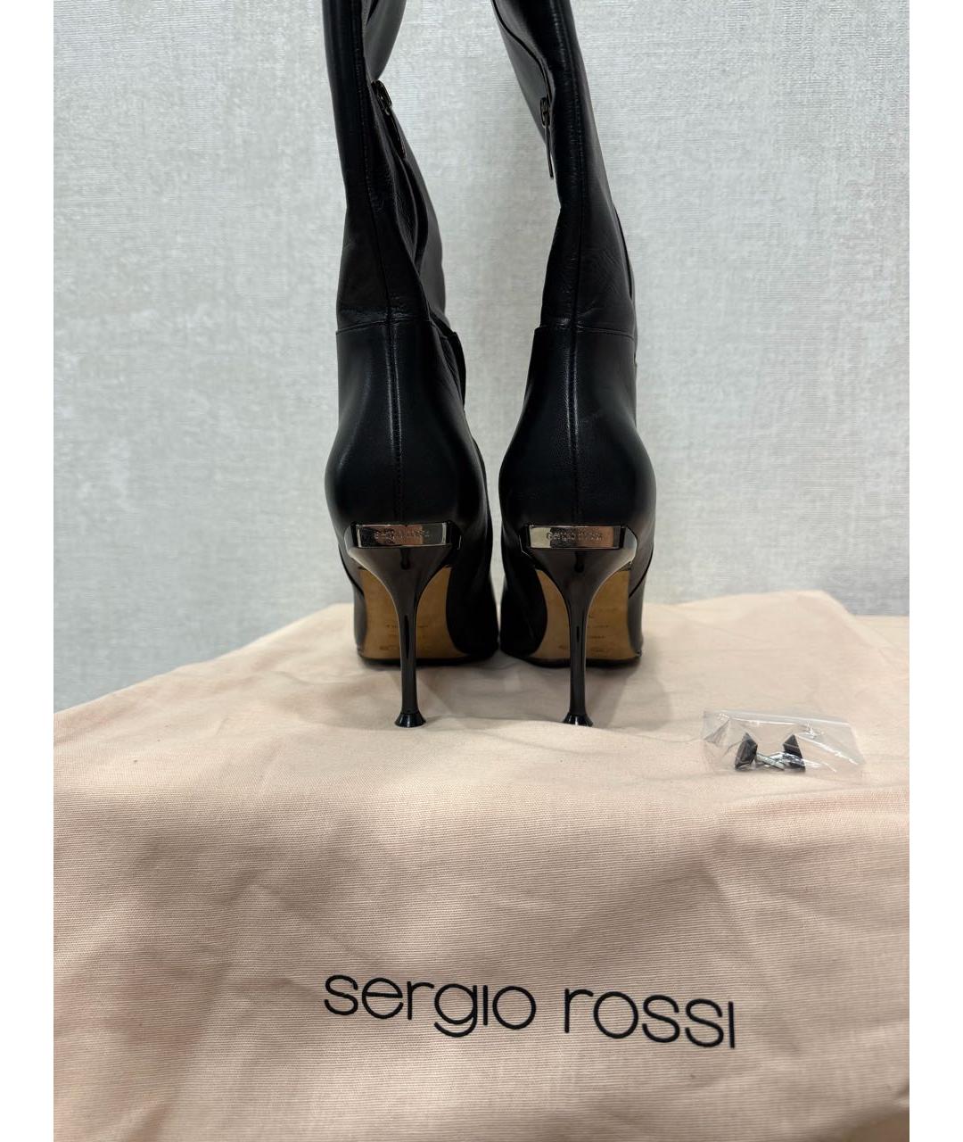 SERGIO ROSSI Черные кожаные сапоги, фото 4