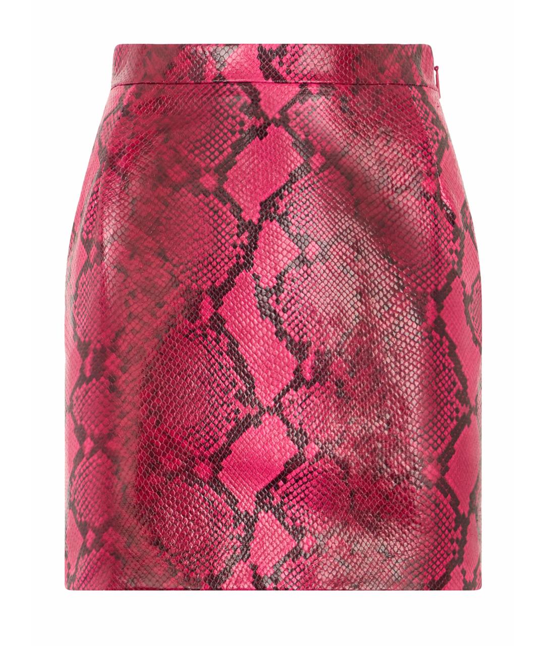 ROBERTO CAVALLI Розовая кожаная юбка мини, фото 1