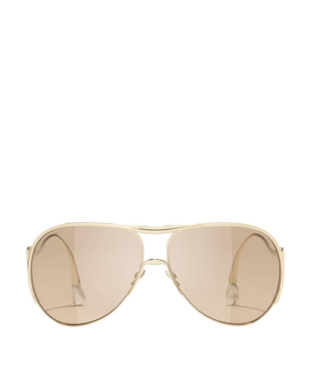 CHANEL Золотые металлические солнцезащитные очки, фото 1