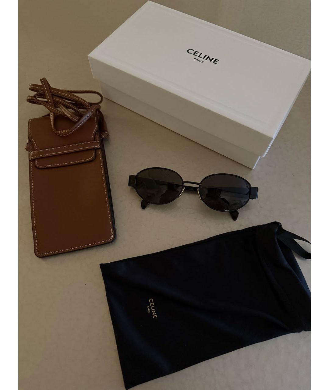 CELINE Черные металлические солнцезащитные очки, фото 3