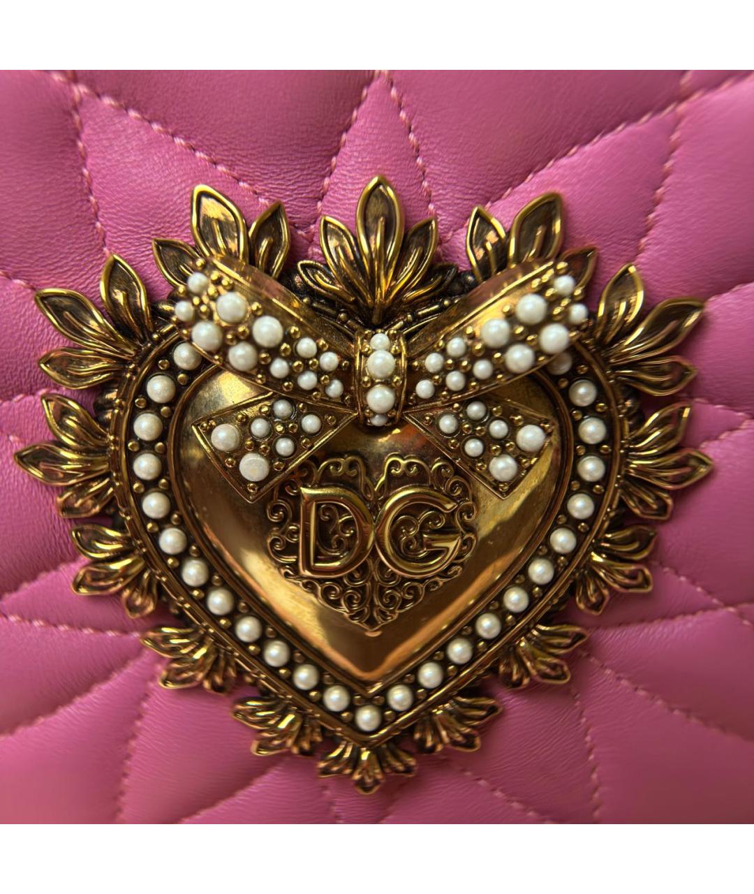 DOLCE&GABBANA Розовая кожаная сумка через плечо, фото 7