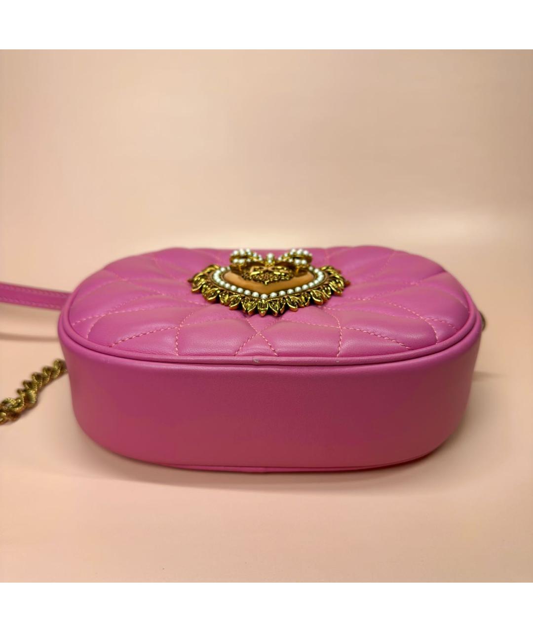 DOLCE&GABBANA Розовая кожаная сумка через плечо, фото 2