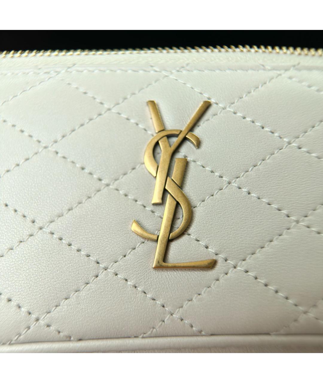 SAINT LAURENT Белая кожаная сумка через плечо, фото 7