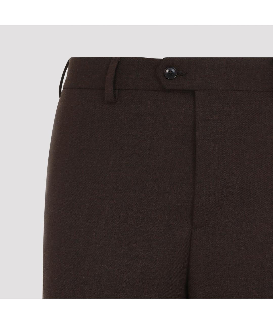 PAUL SMITH Коричневые шерстяные повседневные брюки, фото 3