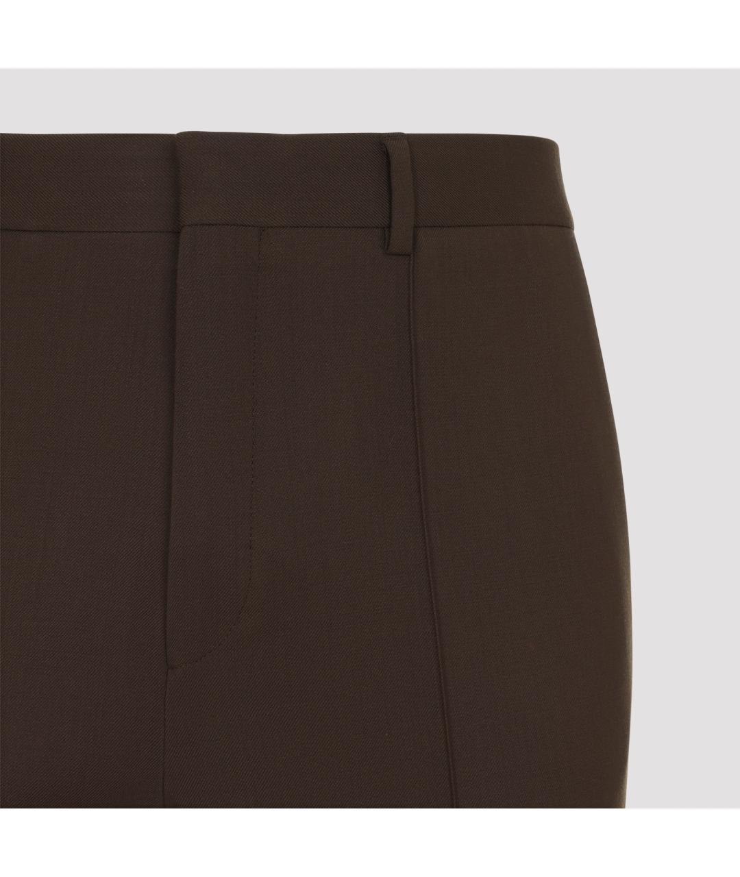 CELINE Хаки шерстяные повседневные брюки, фото 3