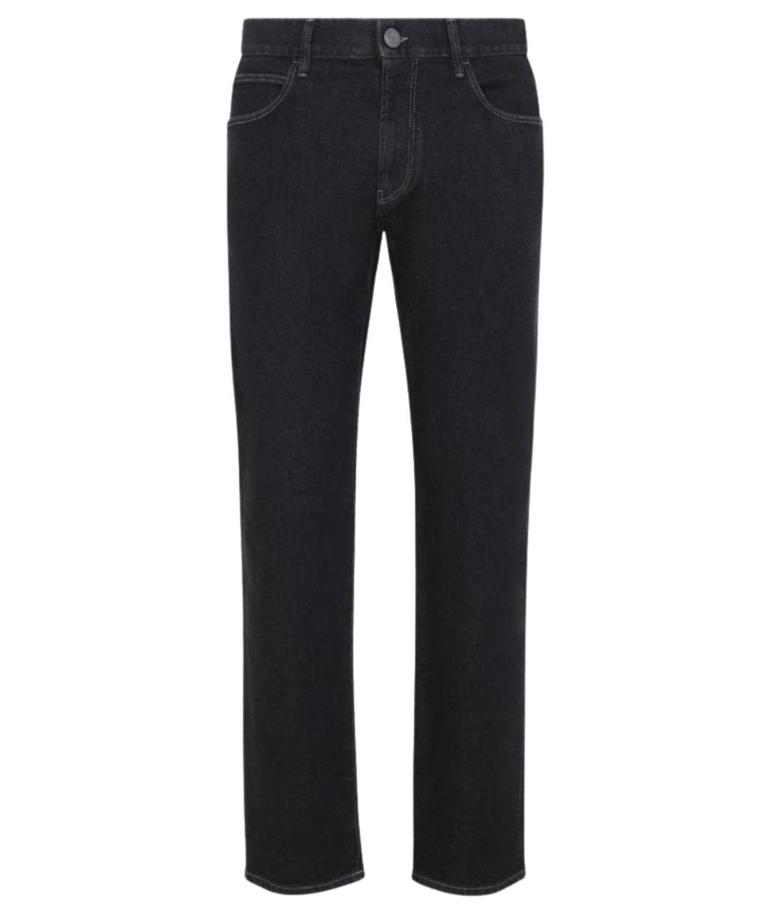 GIORGIO ARMANI Черные хлопковые прямые джинсы, фото 1