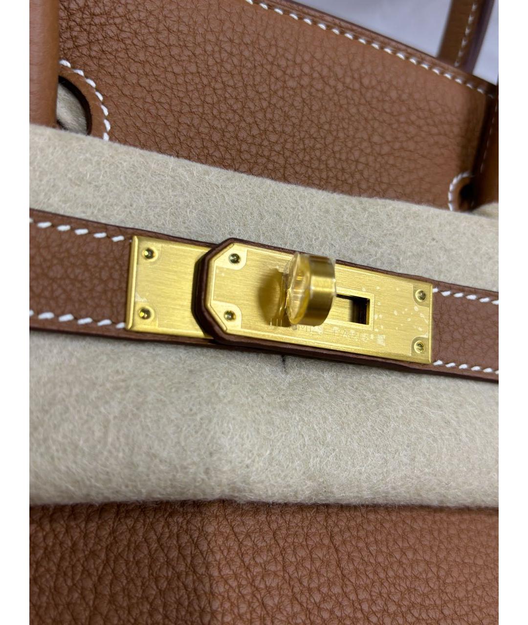 HERMES Коричневая кожаная сумка с короткими ручками, фото 4