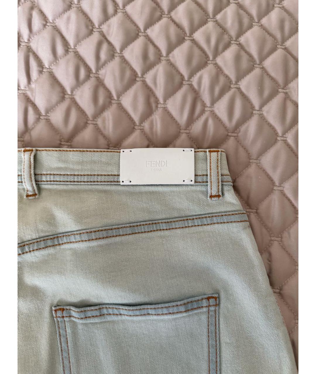 FENDI Голубые хлопковые прямые джинсы, фото 5