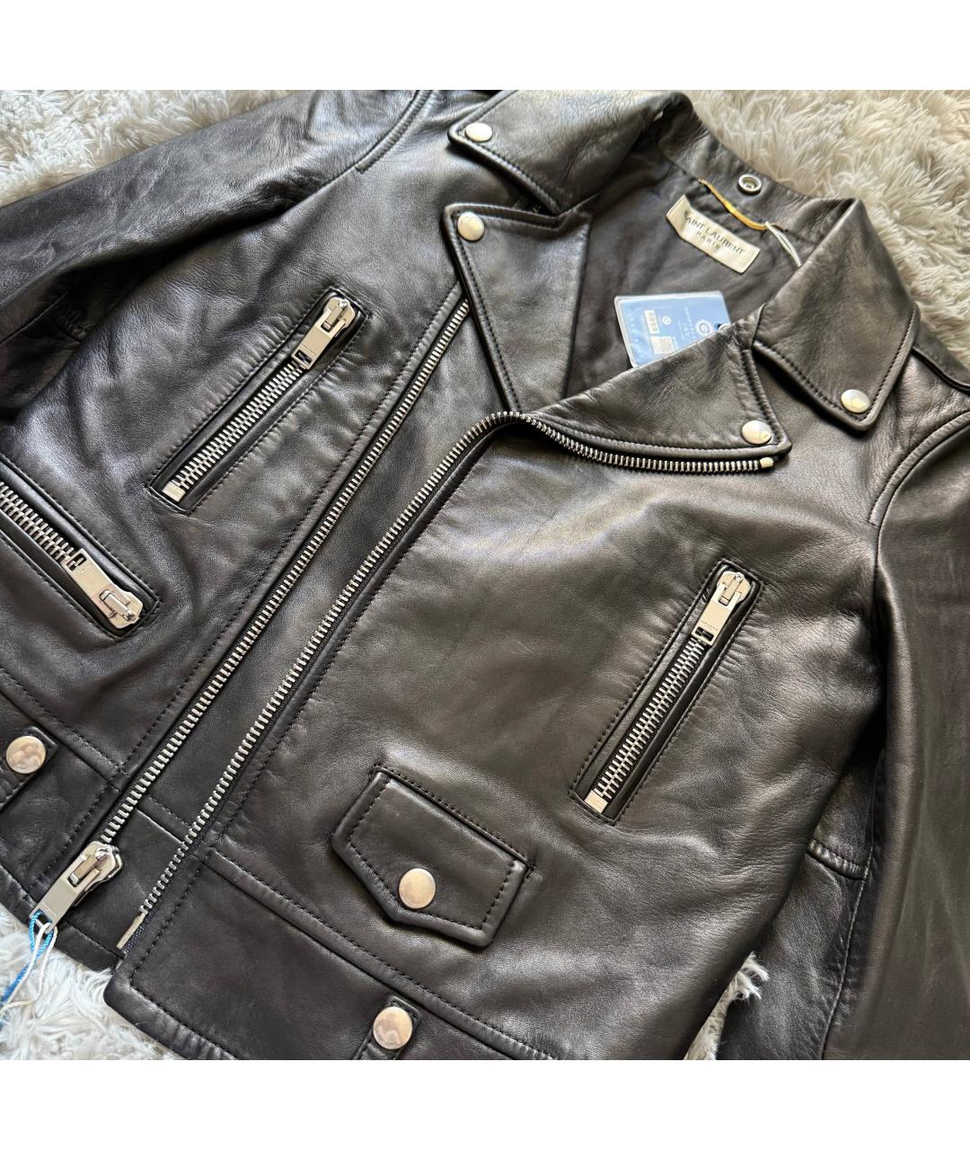 SAINT LAURENT Черная кожаная куртка, фото 4