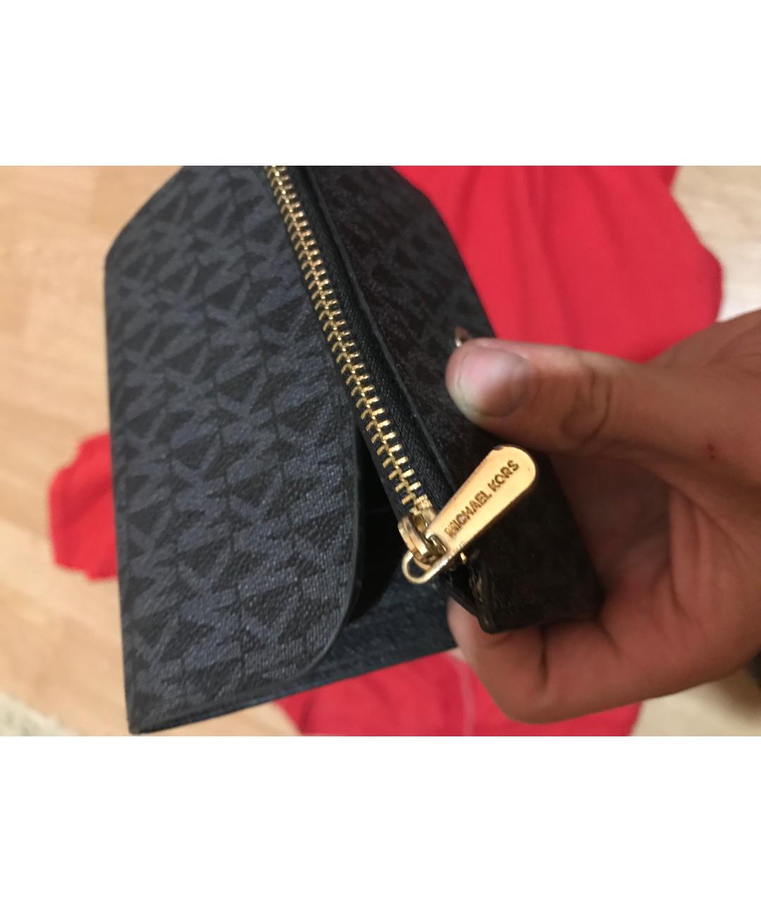 MICHAEL KORS Черный кожаный кошелек, фото 3