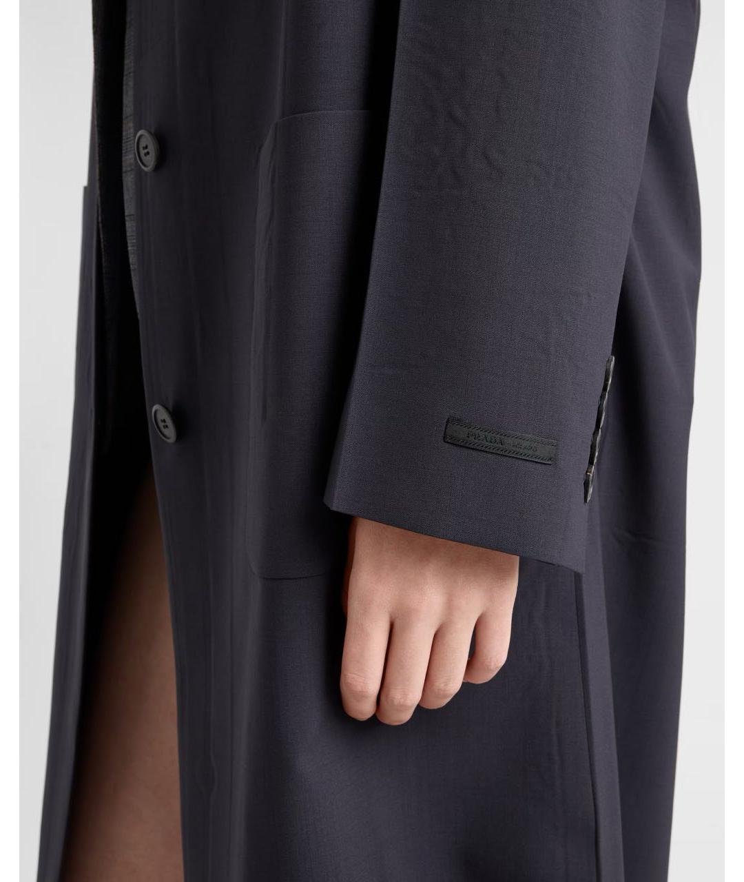 PRADA Темно-синее шерстяное пальто, фото 3