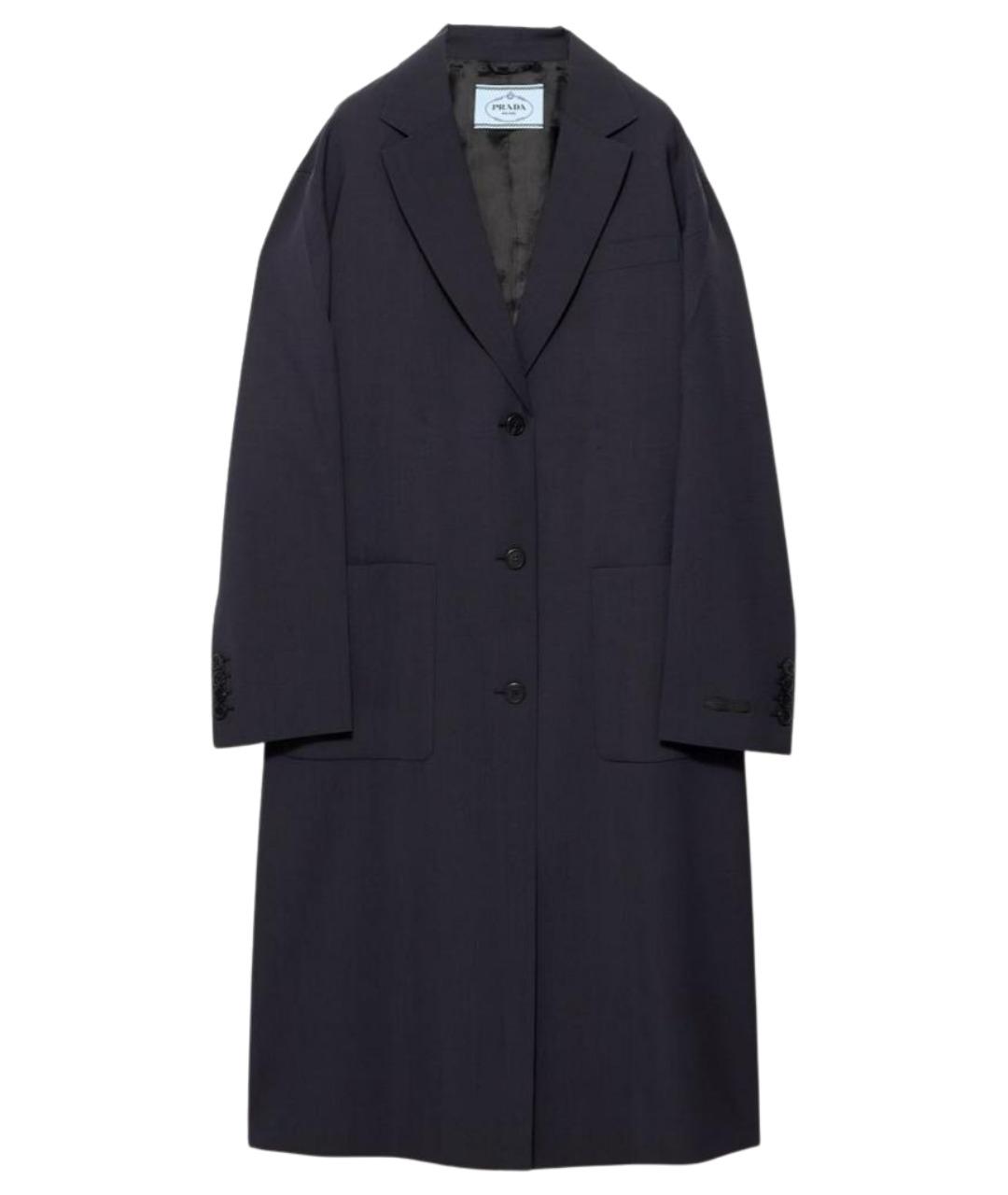 PRADA Темно-синее шерстяное пальто, фото 1
