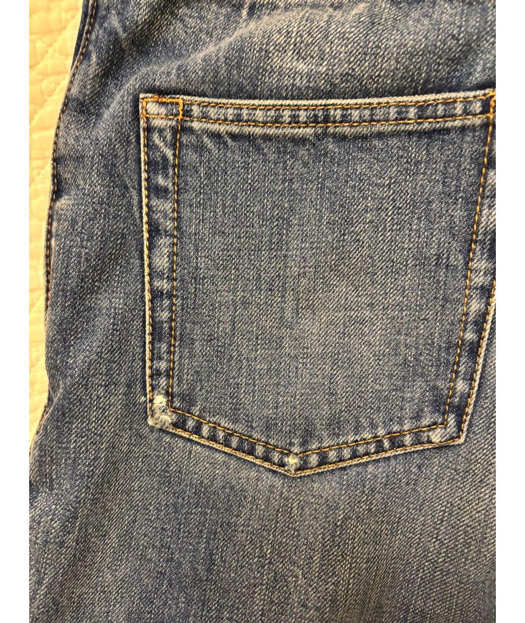SAINT LAURENT Синие хлопковые прямые джинсы, фото 7