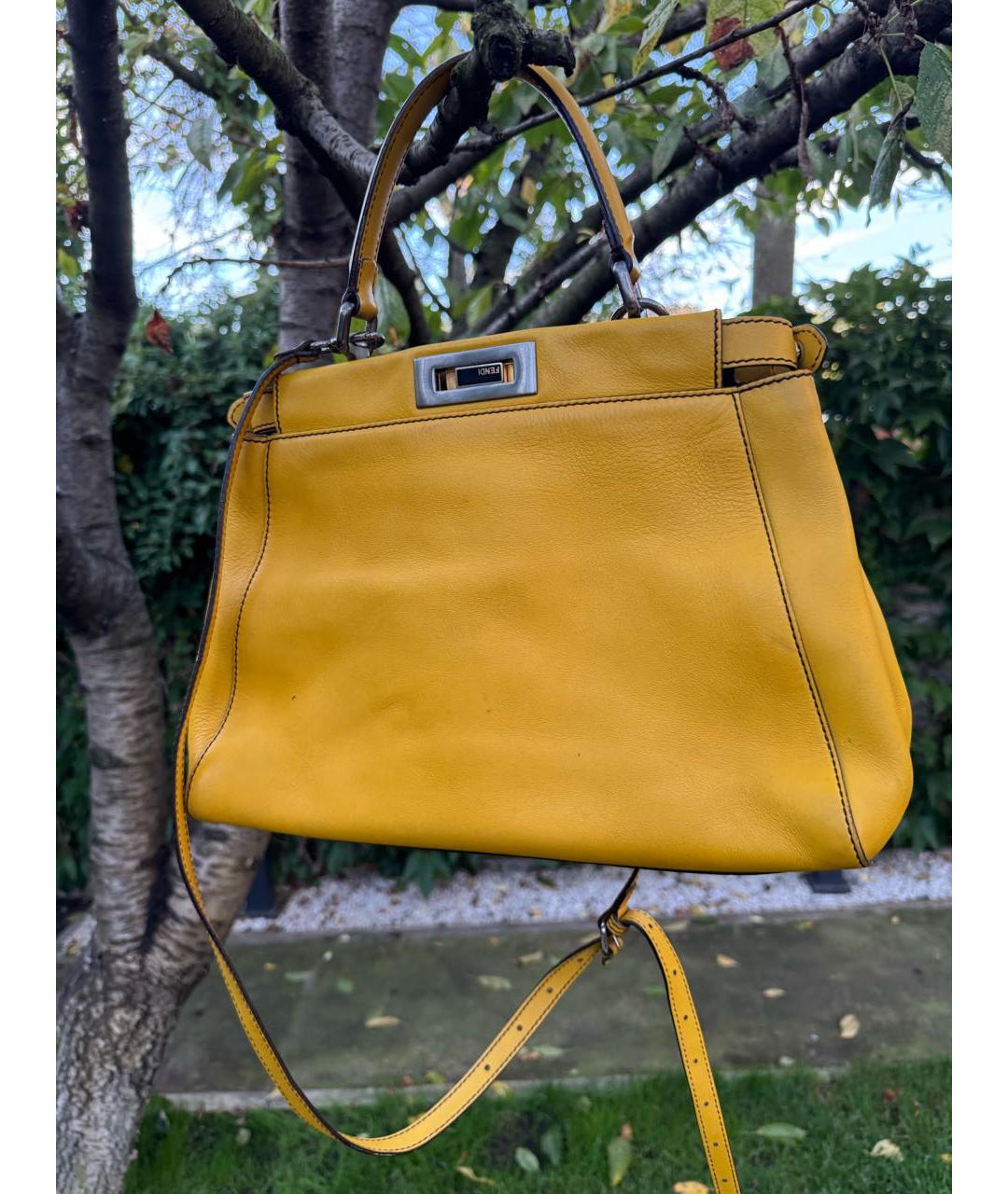FENDI Горчичная кожаная сумка через плечо, фото 9