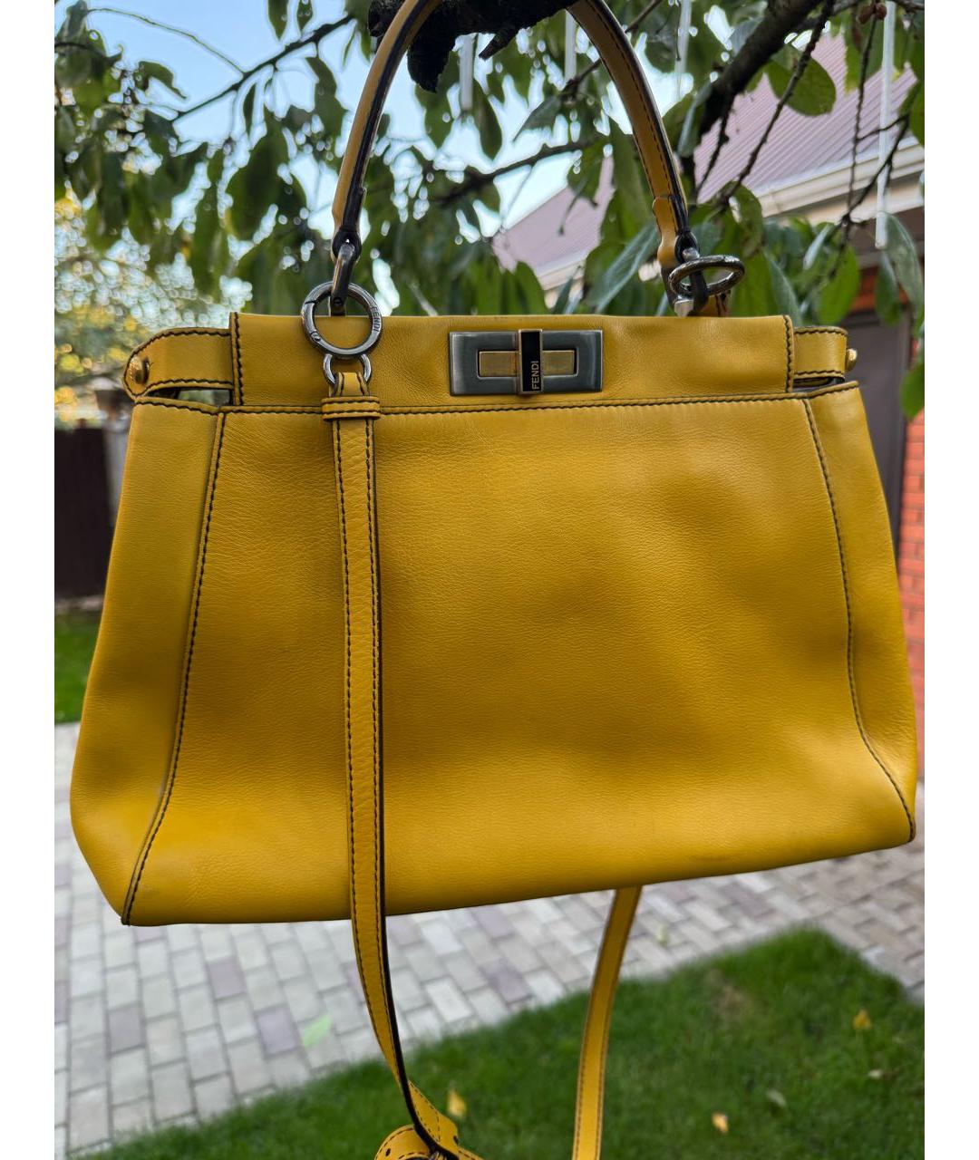 FENDI Горчичная кожаная сумка через плечо, фото 3