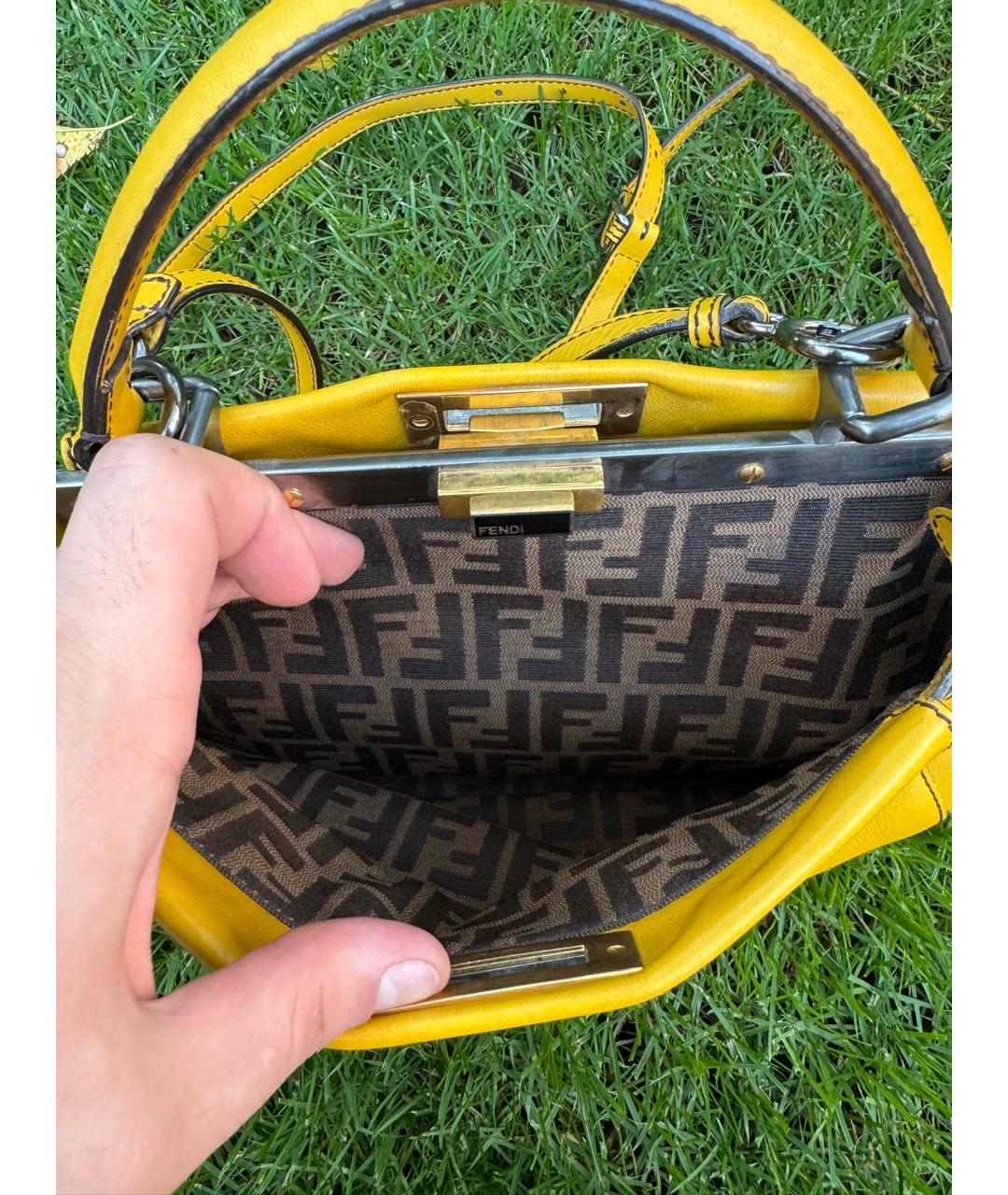 FENDI Горчичная кожаная сумка через плечо, фото 4
