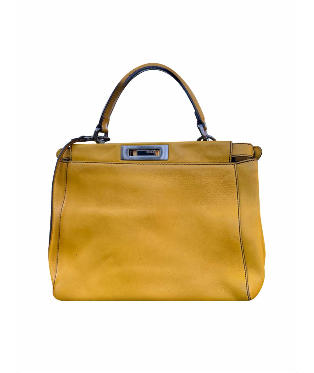FENDI Горчичная кожаная сумка через плечо, фото 1
