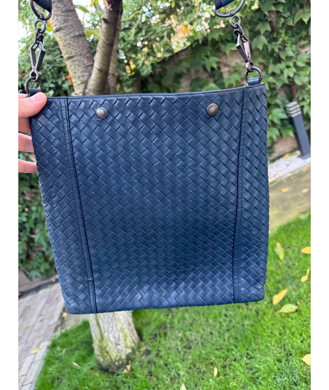 BOTTEGA VENETA Синяя кожаная сумка на плечо, фото 9