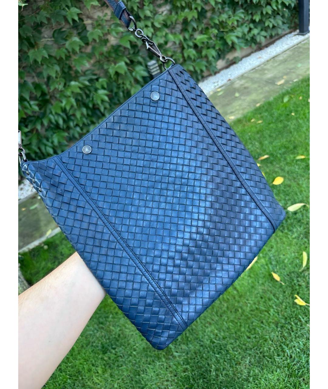 BOTTEGA VENETA Синяя кожаная сумка на плечо, фото 8