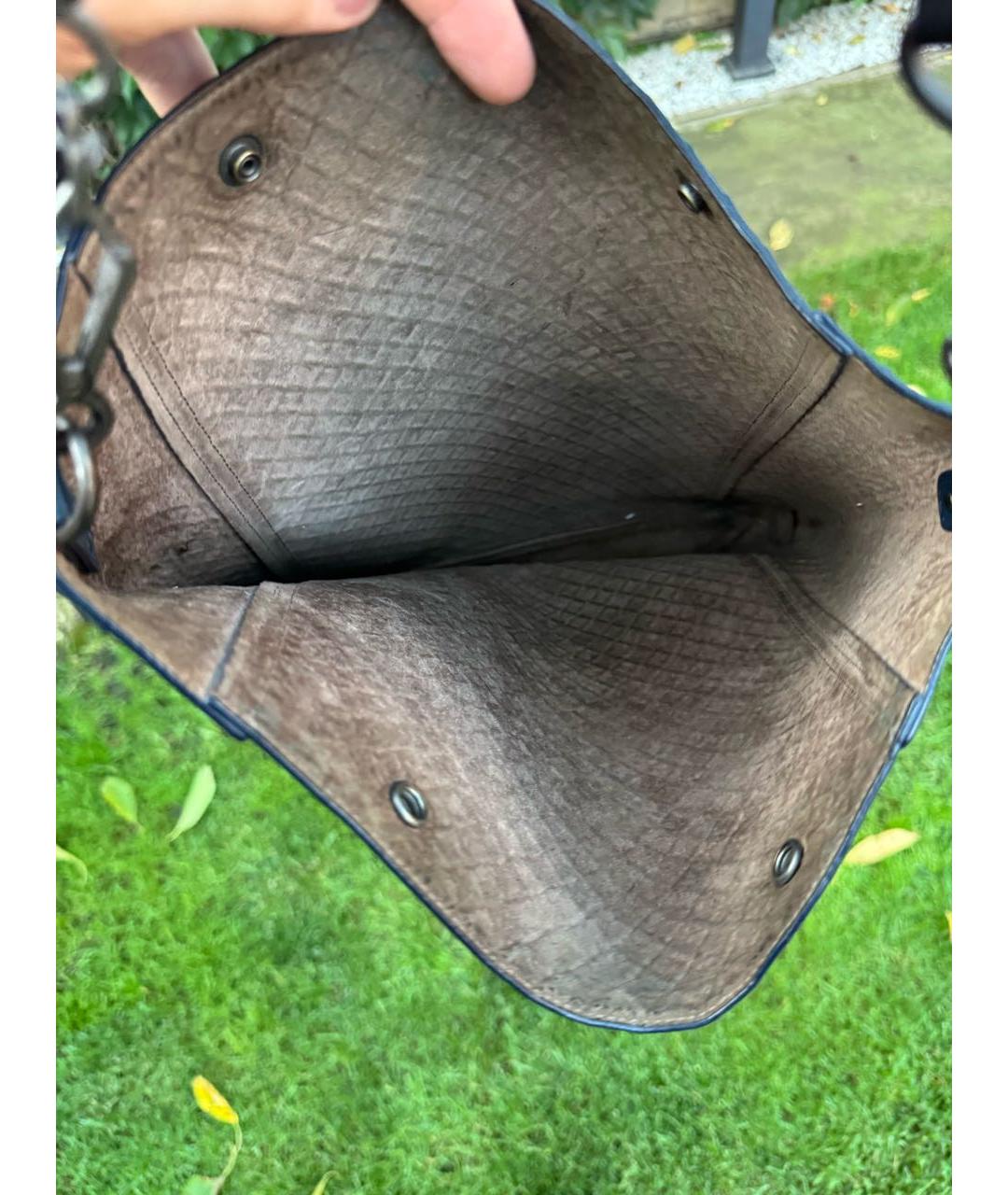 BOTTEGA VENETA Синяя кожаная сумка на плечо, фото 4