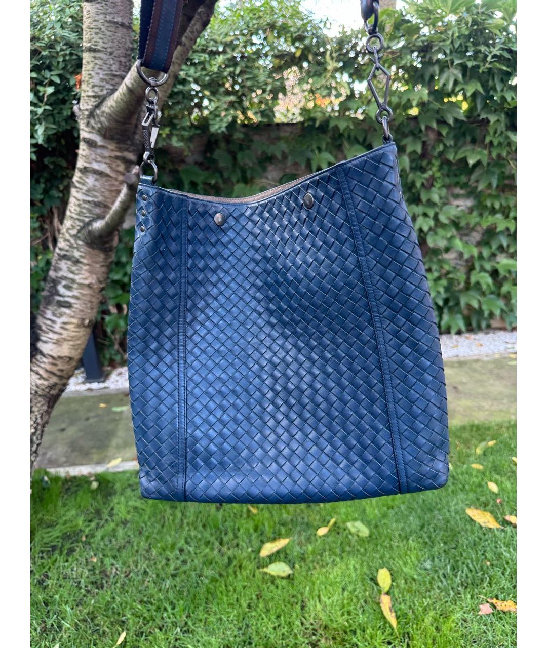 BOTTEGA VENETA Синяя кожаная сумка на плечо, фото 7
