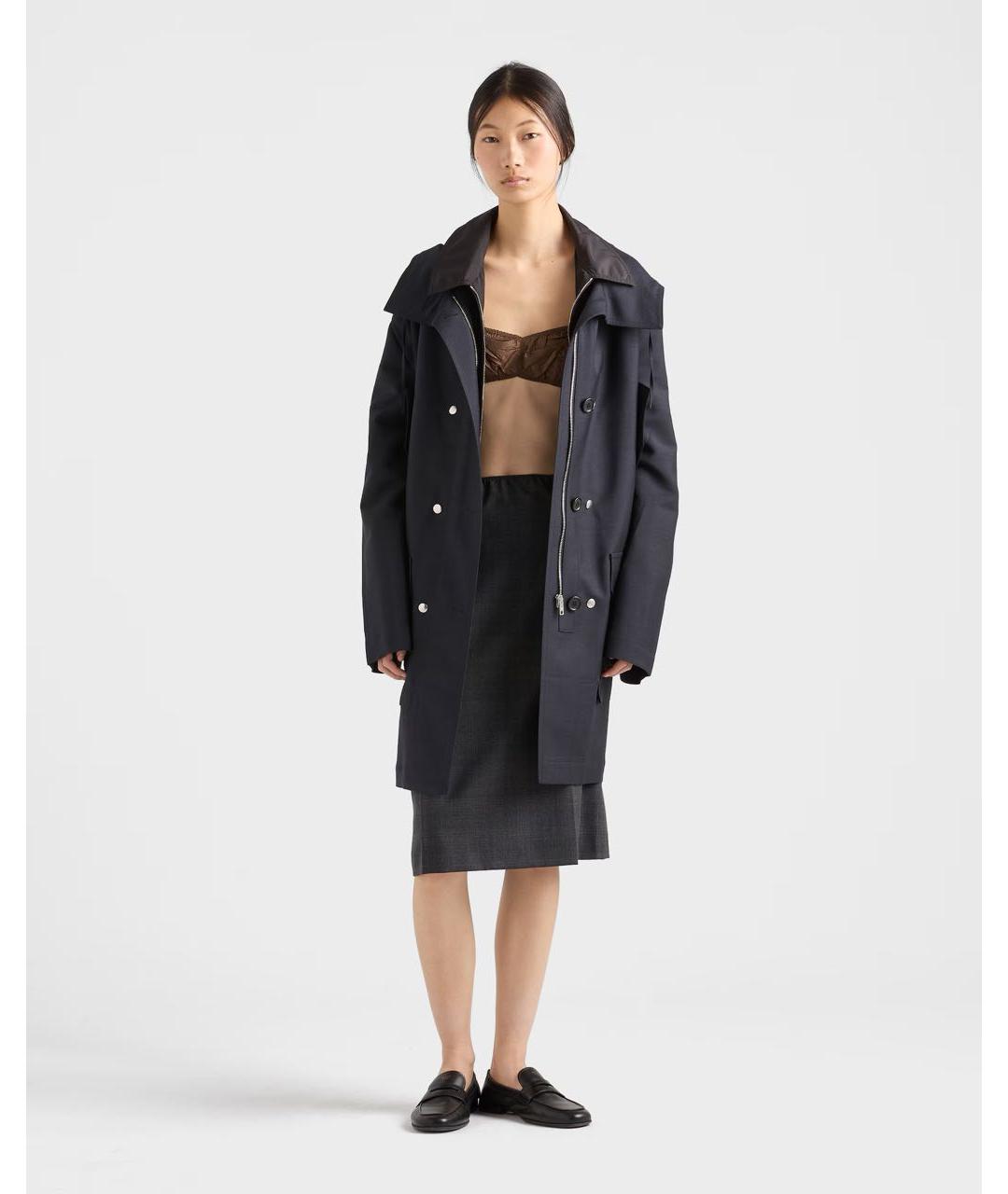PRADA Темно-синий тренч/плащ, фото 2