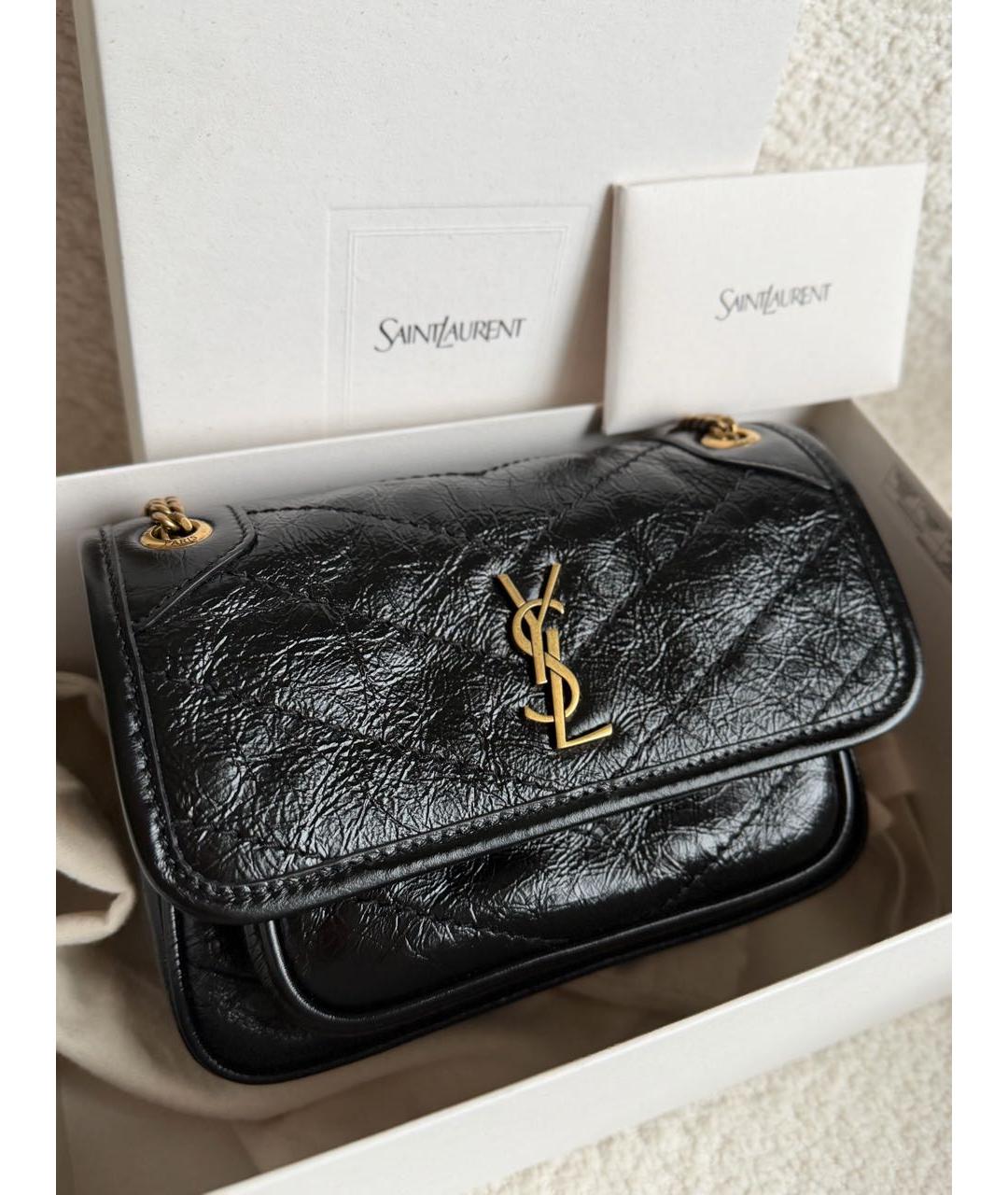 SAINT LAURENT Черная кожаная сумка через плечо, фото 4