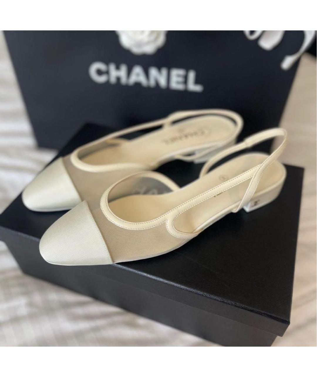 CHANEL Бежевые текстильные туфли, фото 5