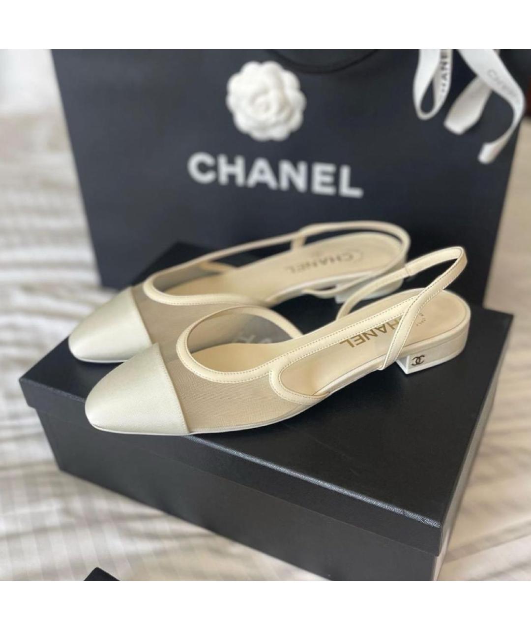 CHANEL Бежевые текстильные туфли, фото 2