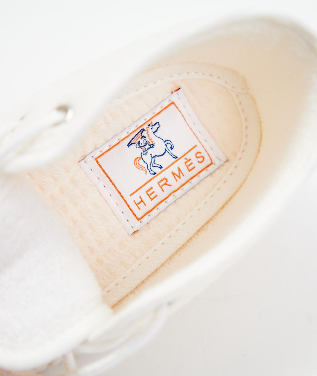 HERMES Бежевые текстильные пинетки, фото 6