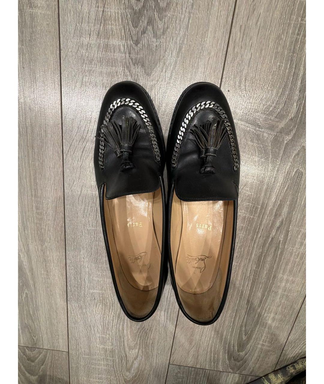 CHRISTIAN LOUBOUTIN Черные кожаные лоферы, фото 3