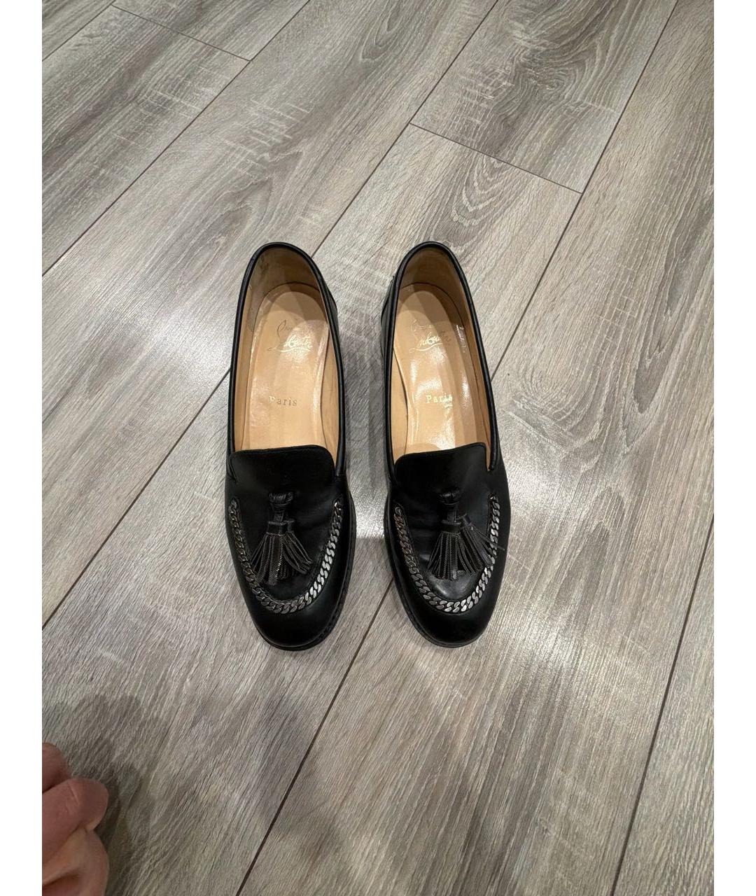 CHRISTIAN LOUBOUTIN Черные кожаные лоферы, фото 2