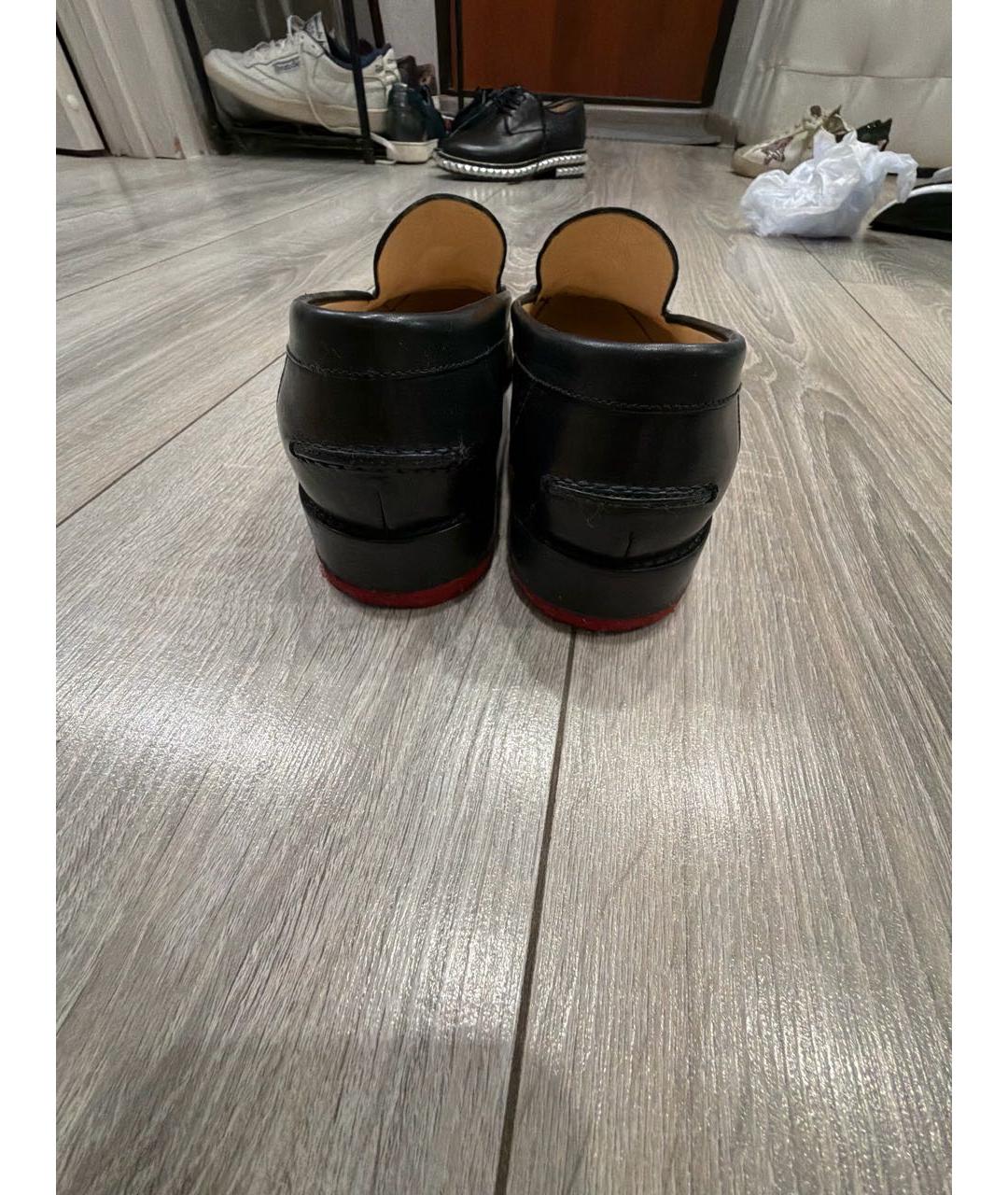 CHRISTIAN LOUBOUTIN Черные кожаные лоферы, фото 4