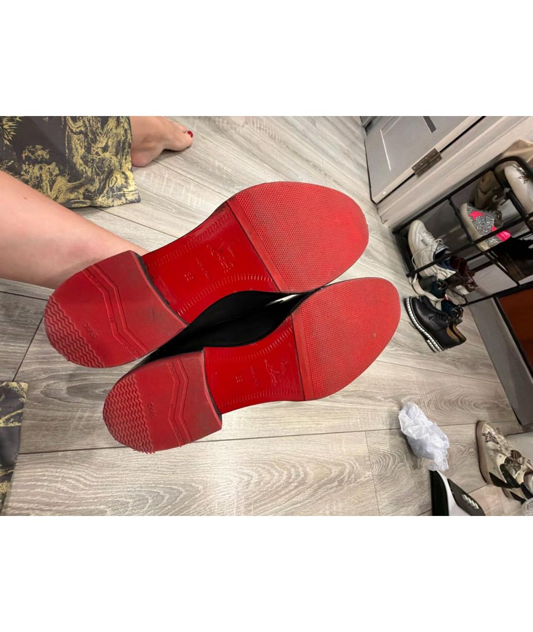 CHRISTIAN LOUBOUTIN Черные кожаные лоферы, фото 5