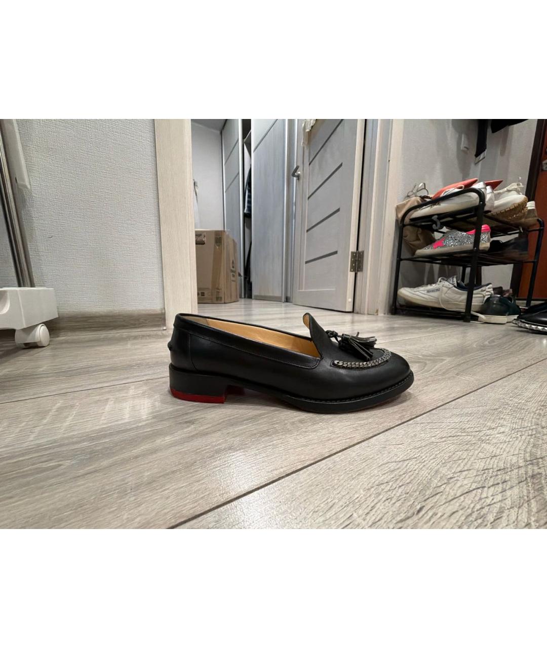 CHRISTIAN LOUBOUTIN Черные кожаные лоферы, фото 6
