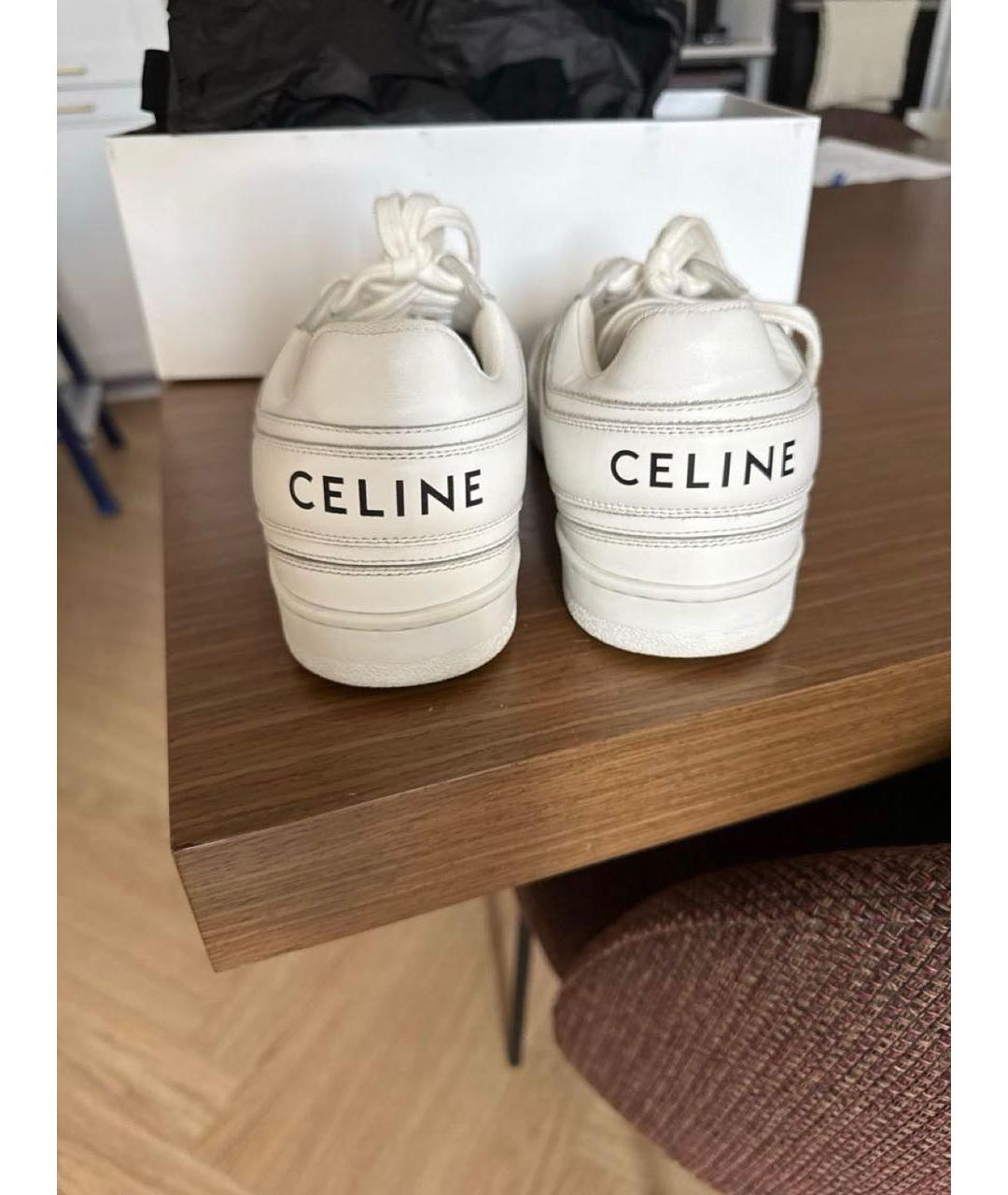 CELINE Белые кожаные кеды, фото 4