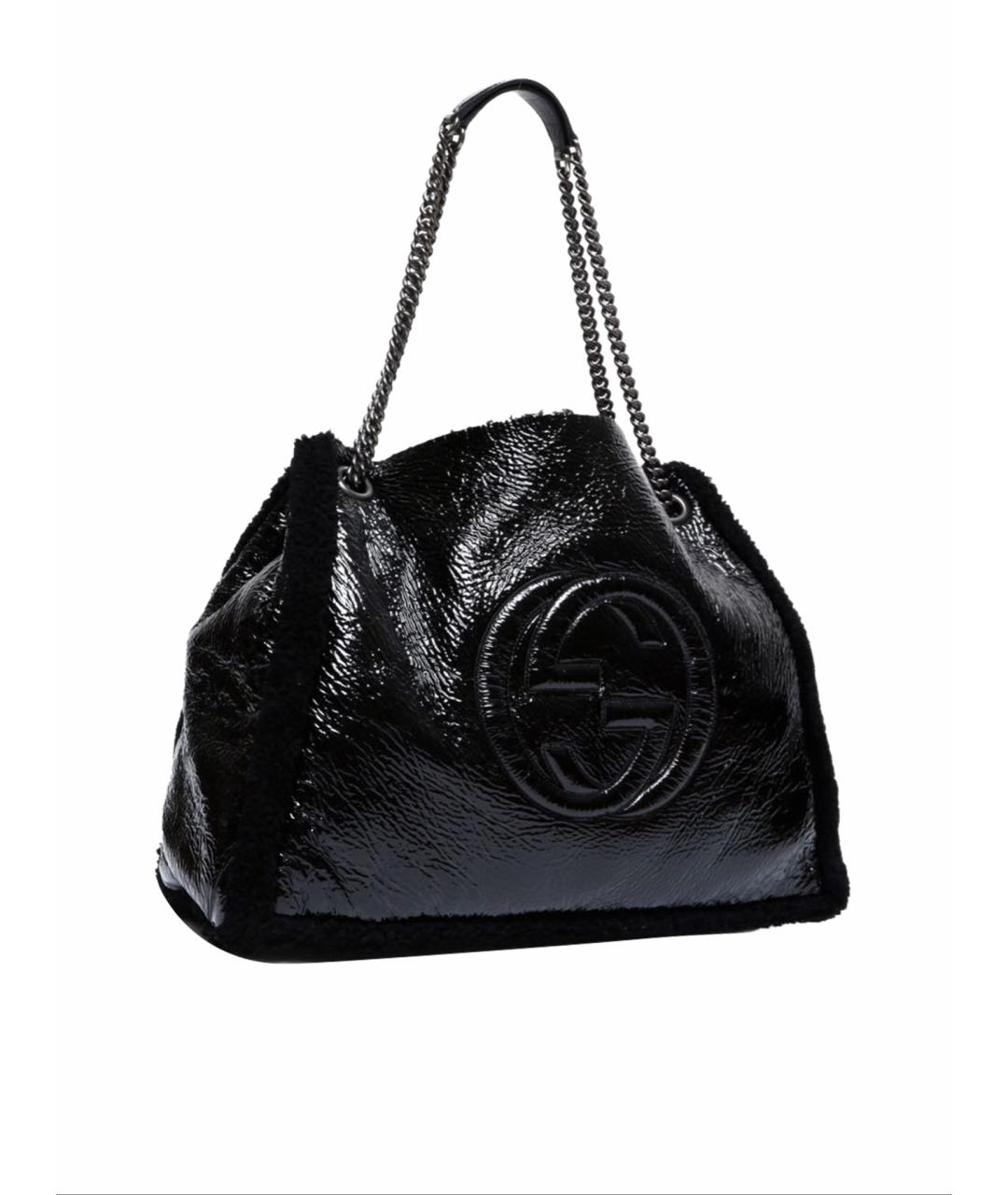 GUCCI Черная меховая сумка через плечо, фото 1