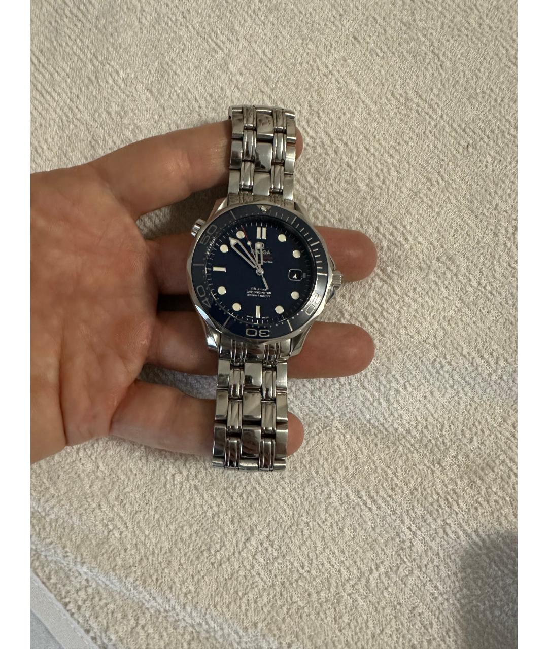 OMEGA Синие стальные часы, фото 3